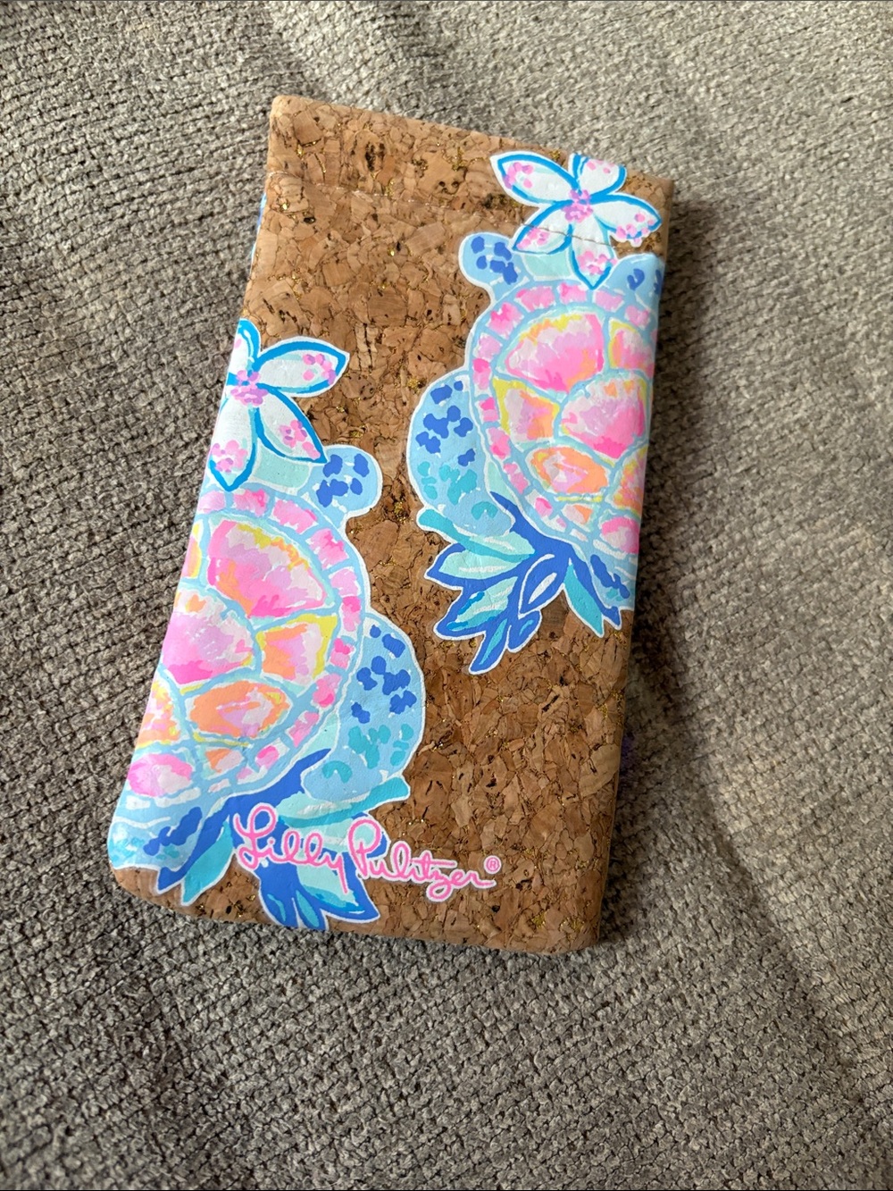 🕷️ Lilly Pulitzer cork glasses case Sea Glass Aqua Rainforest Retreat